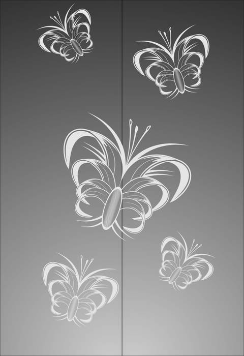 Матирование стекла Бабочки