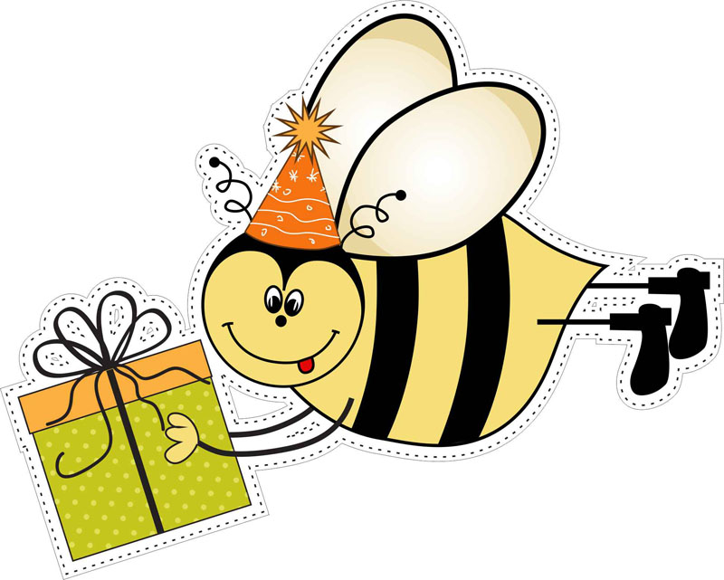 Наклейки Пчелка с подарком, дизайн #07222